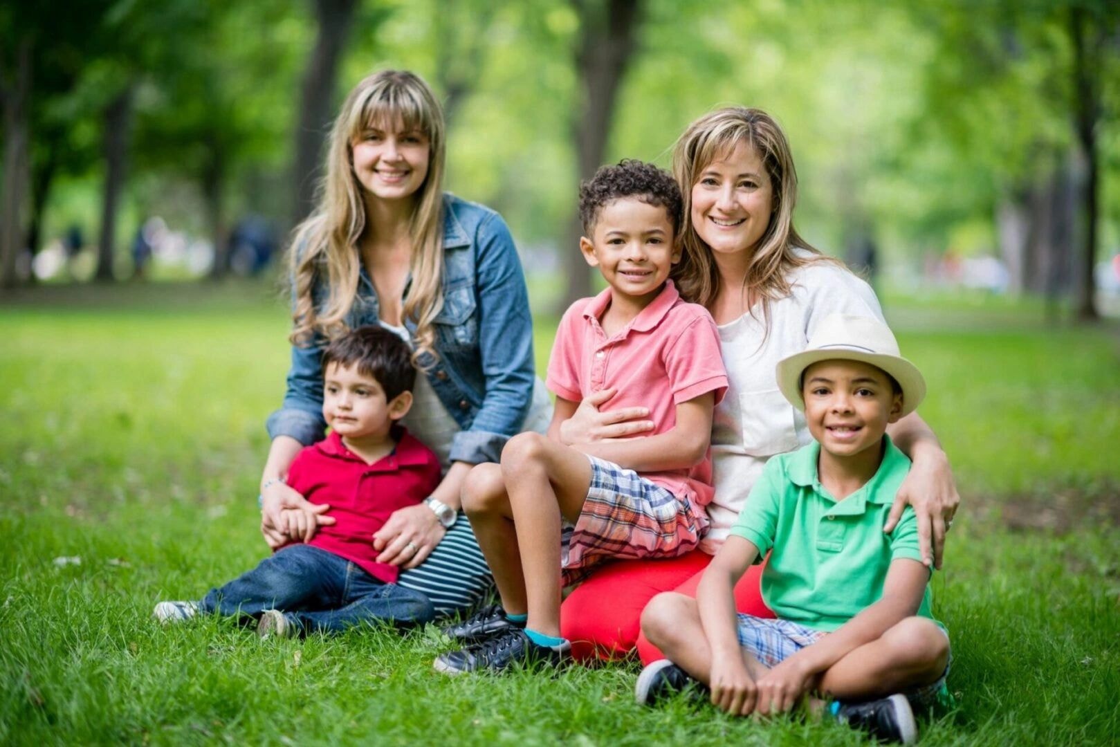 Happy family portrait outdoors